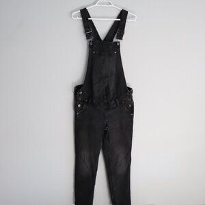 H&M Mama Dark Wash Black Small One Piece Denim Maternity‎ Dungaree Bib Overalls